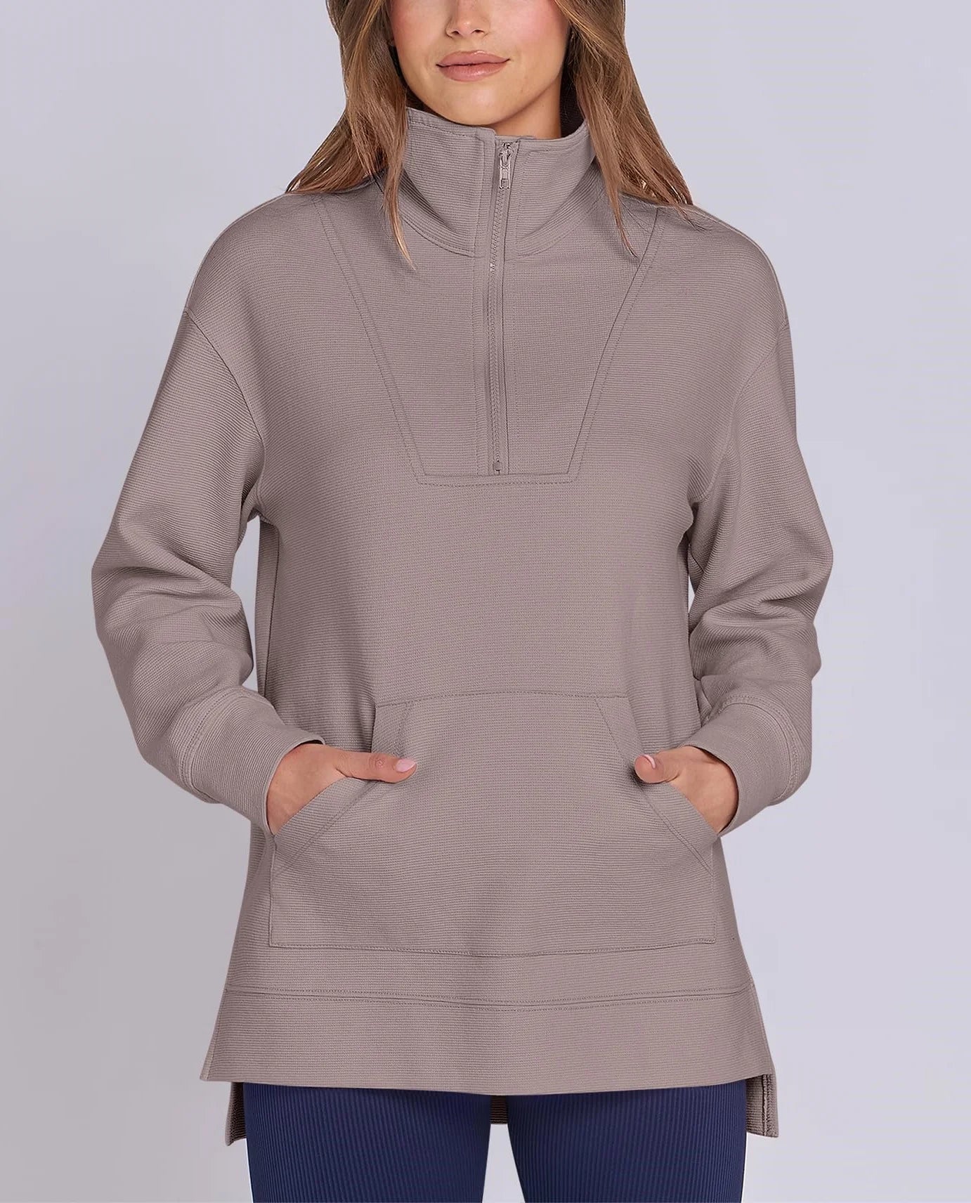 Women's Quarter Zip Oversized Knit Pullover