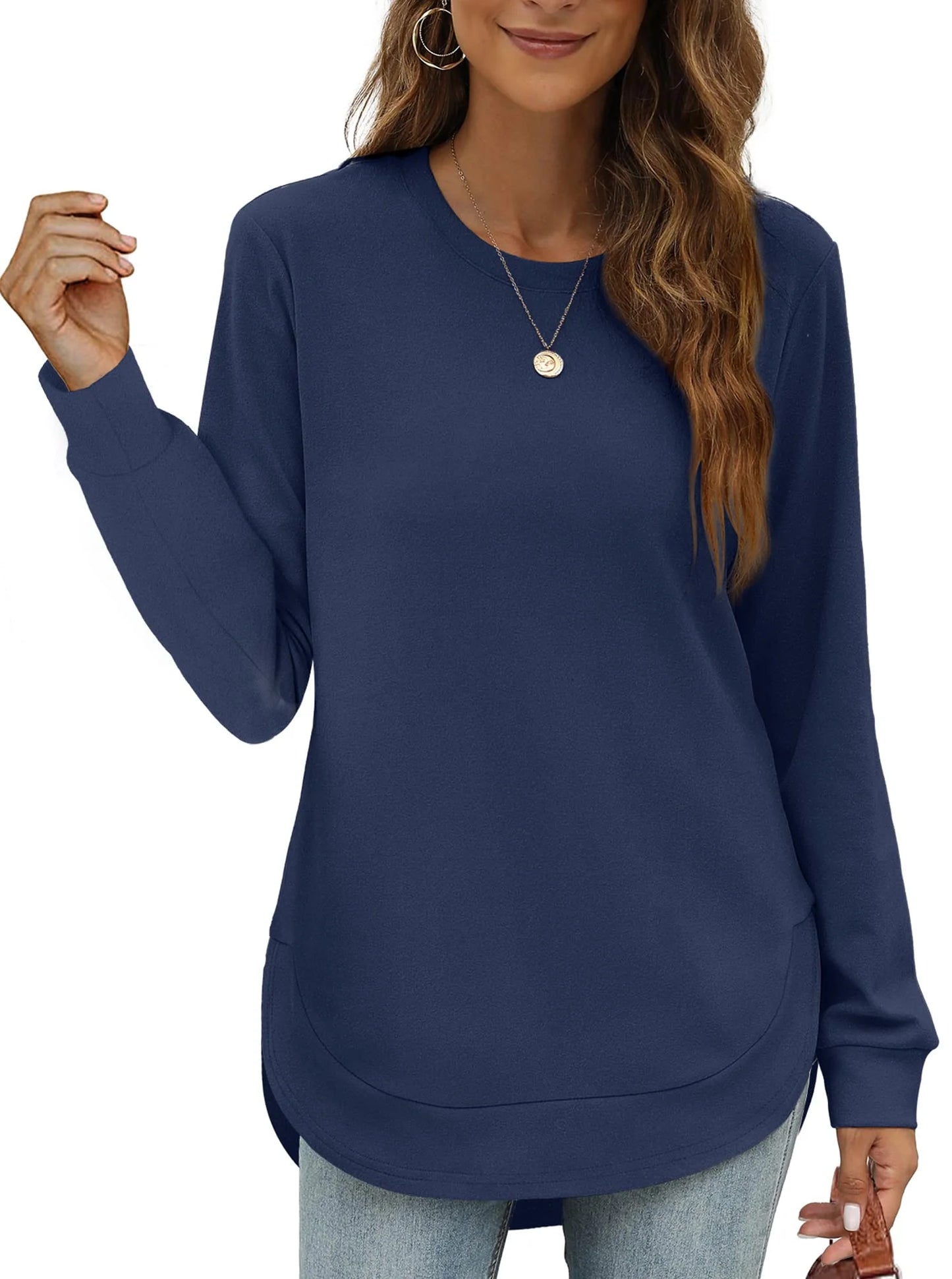 Women's High Low Curved Hem Tops