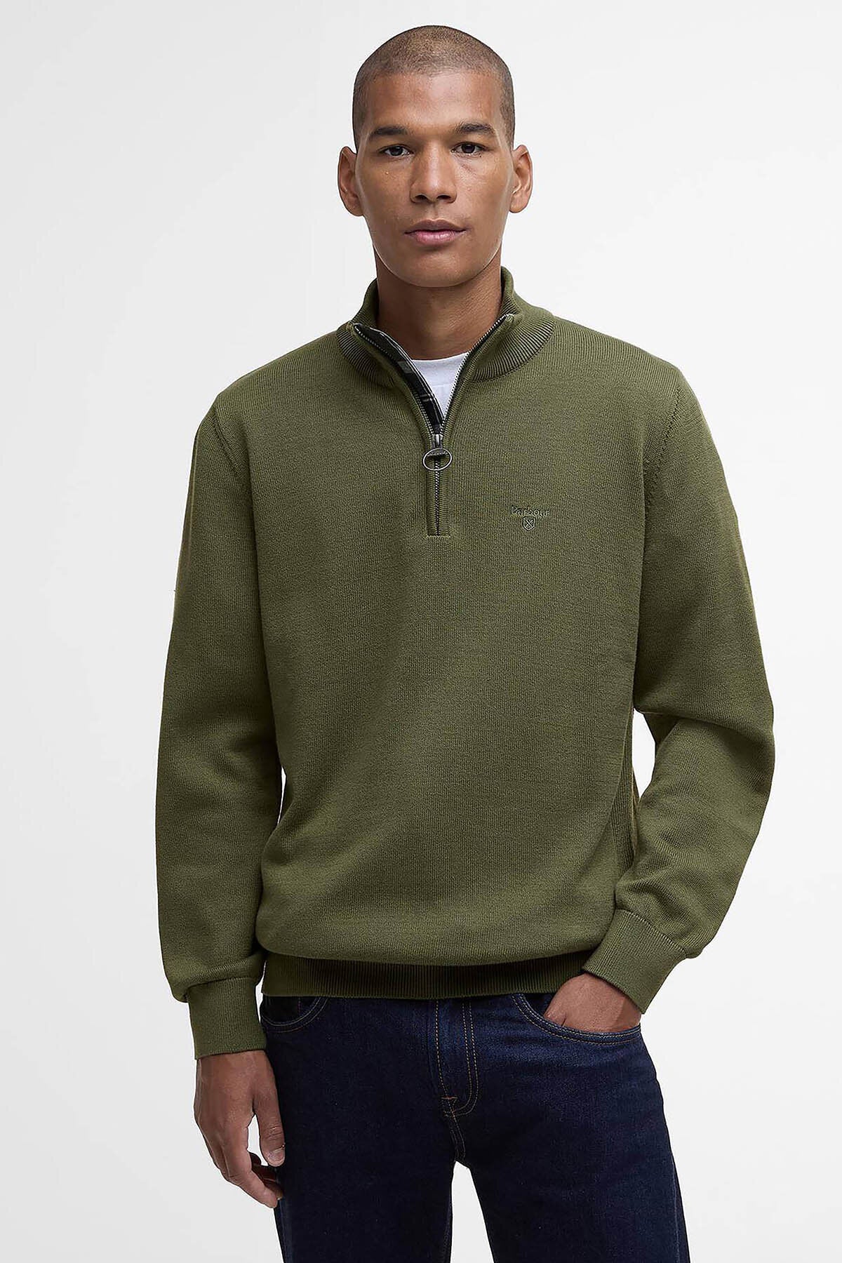 Cotton Half Zip Knitted Sweatshirt