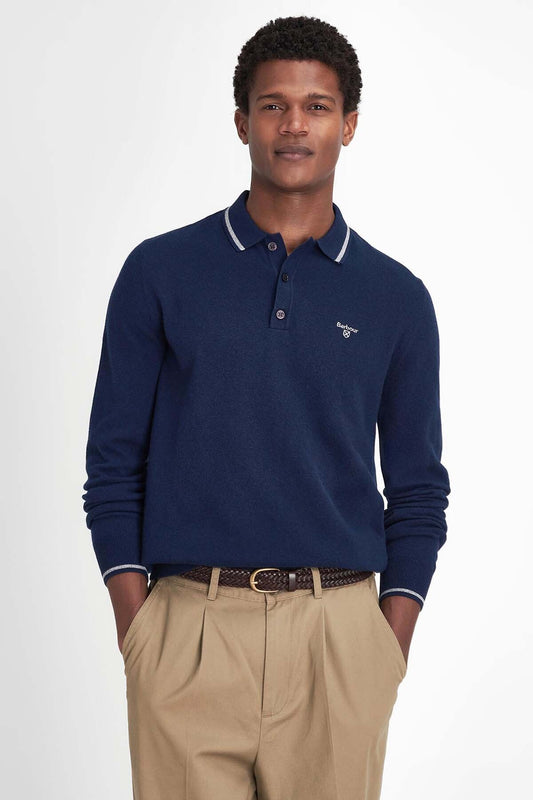 Nocton Strick-Langarm-Poloshirt