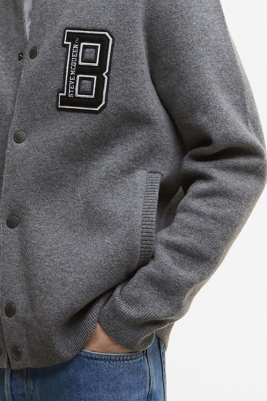 Letterman-Strickbomberjacke