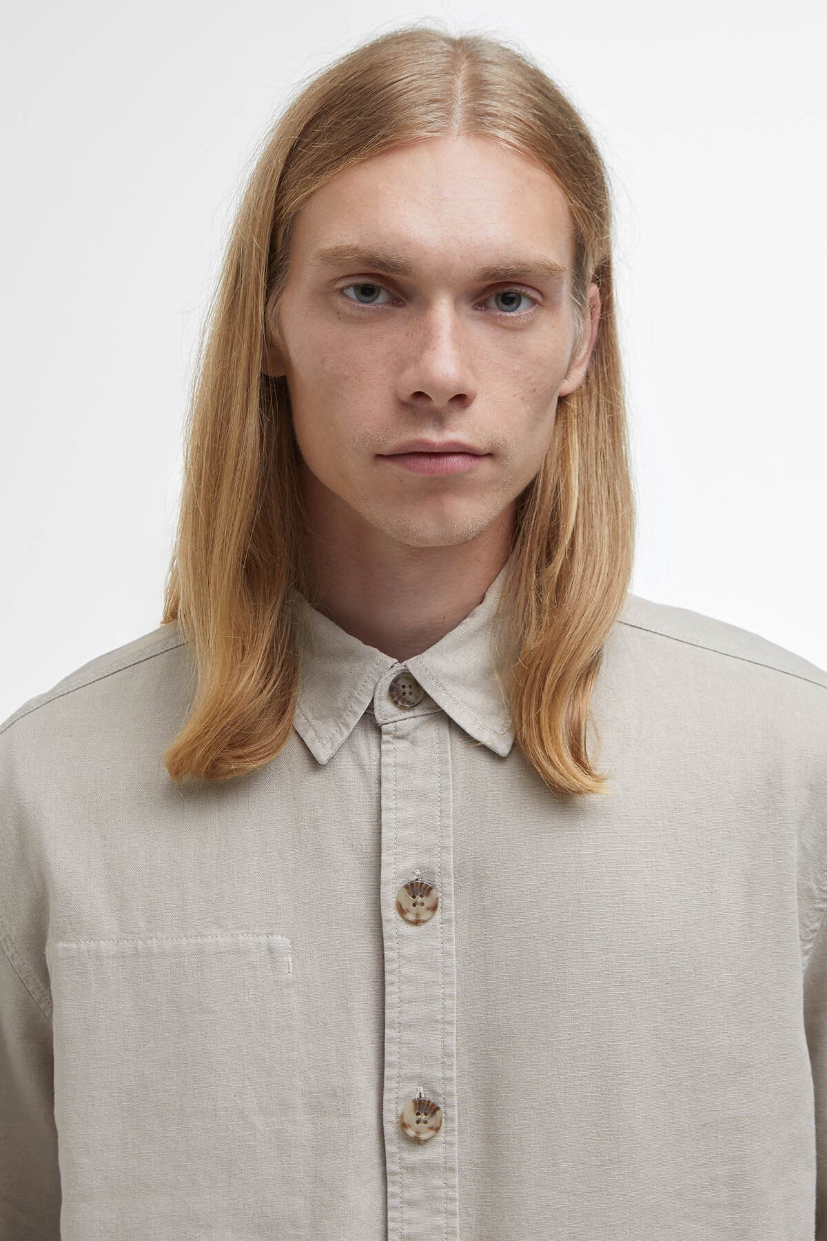 Natural Linen-Blend Overshirt