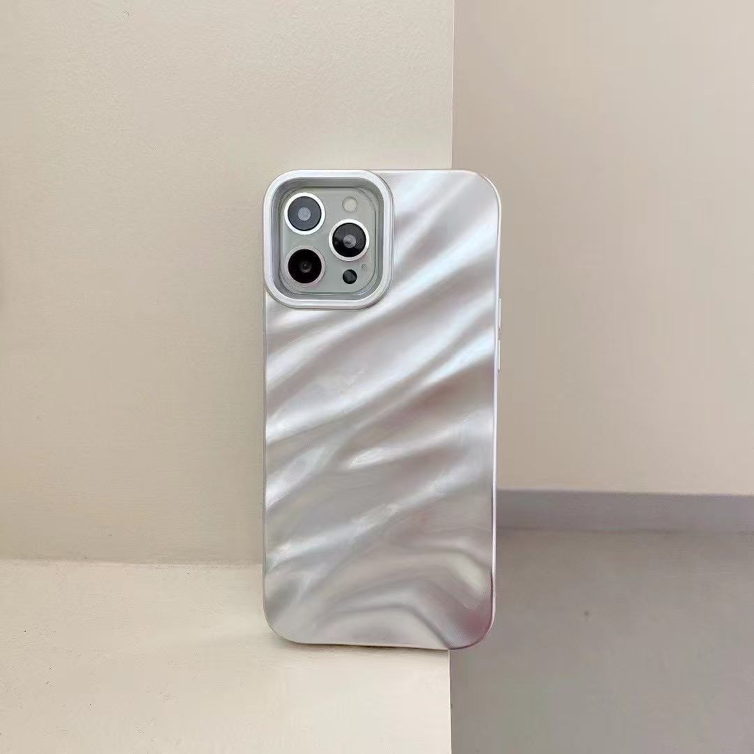 Nude Mocha Aesthetic Wavy Designer Silicon Case for iPhone